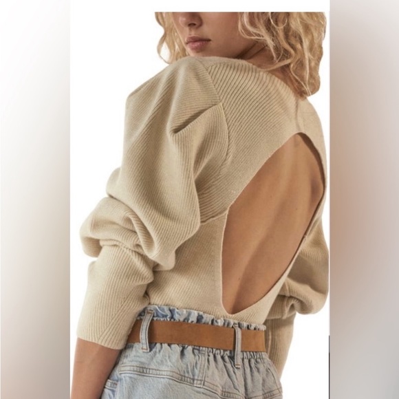 Free People Sweaters - NWT Free People Saffron Open Back Sweater Sz. XL
